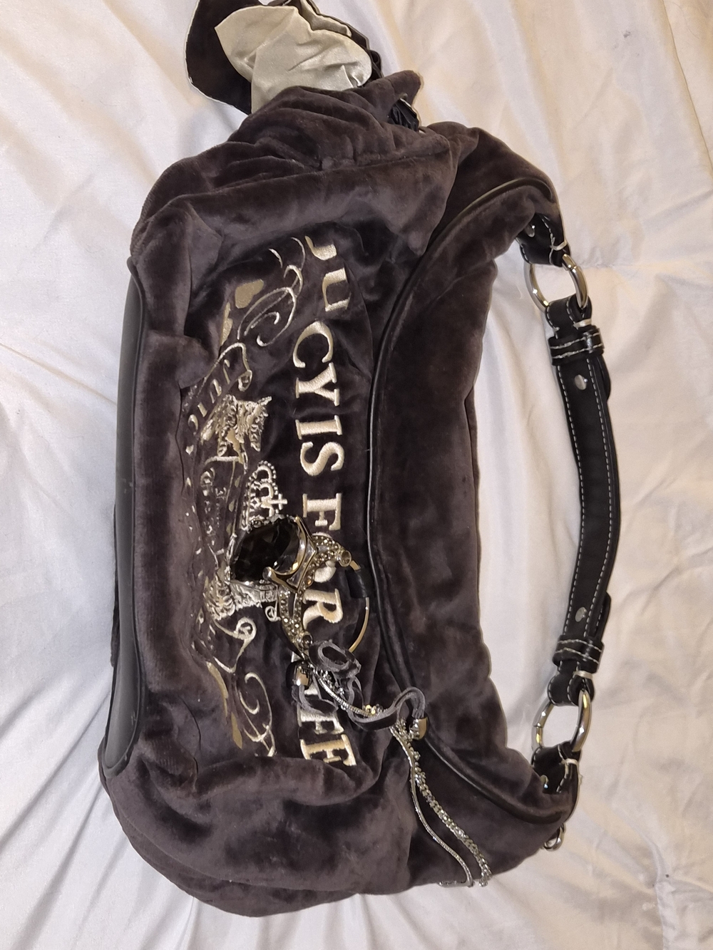 Brown Y2K Juicy Couture Velvet Shoulder Bag in Deep Brown